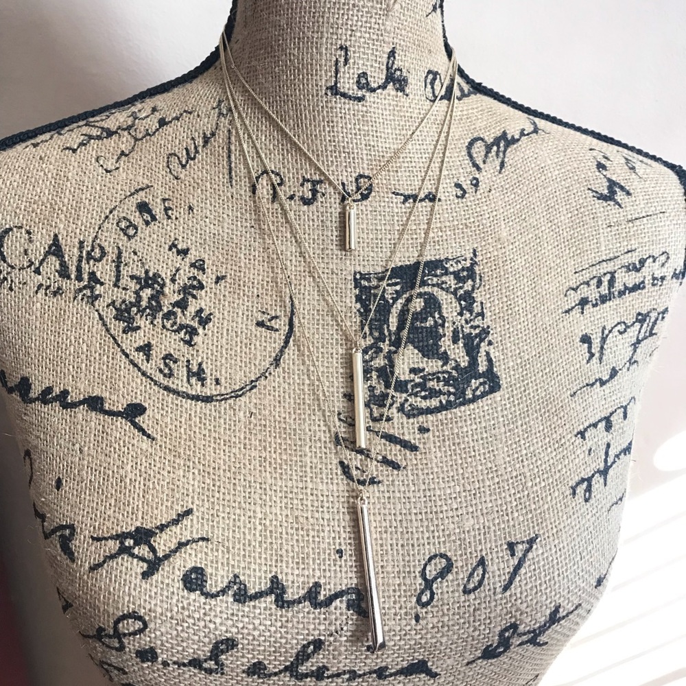New York & Company Gold Drop Pendant Necklace